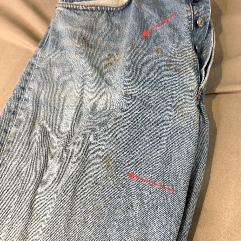 Vintage Levi Strauss 501 Distressed Button Fly‎ Wash Denim Jeans 34x32 90s USA - Picture 11 of 12